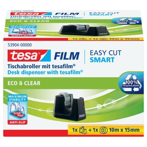 Tischabroller Easy Cut® Smart ecoLogo® - inkl. 1 Rolle Klebefilm Eco & Clear