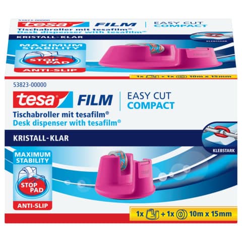 Tischabroller Easy Cut® Compact - für Rollen bis 33 m : 19 mm, pink
