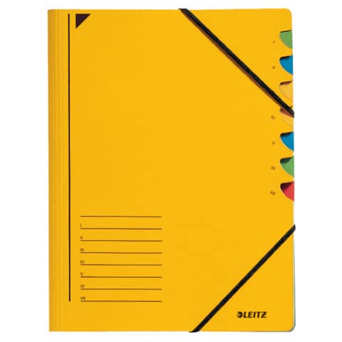 3907 Ordnungsmappe - 7 Fächer, A4, Pendarec-Karton (RC), 430 g/qm, gelb