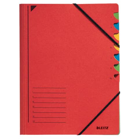 3907 Ordnungsmappe - 7 Fächer, A4, Pendarec-Karton (RC), 430 g/qm, rot
