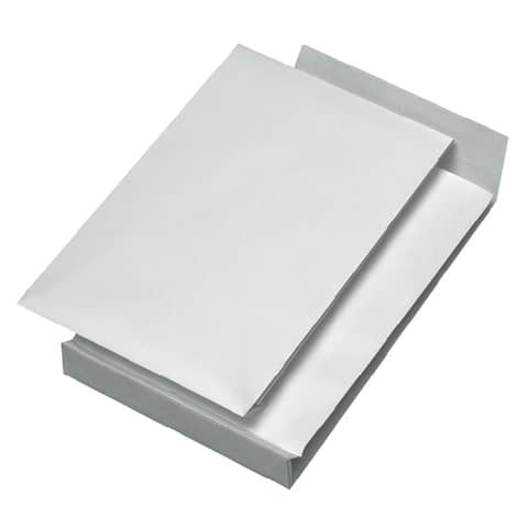 Faltentaschen B4, ohne Fenster, mit 40 mm-Falte und Klotzboden, 140 g/qm, weiß, 100 Stück
