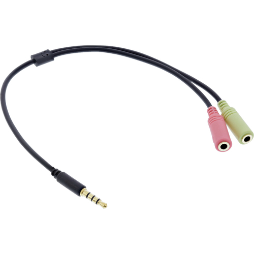 INLINE Audio Headset Adapterkabel 3.5mm Klinke Stecker 4pol. an 2x 3.5mm Klinke Buchse 1m